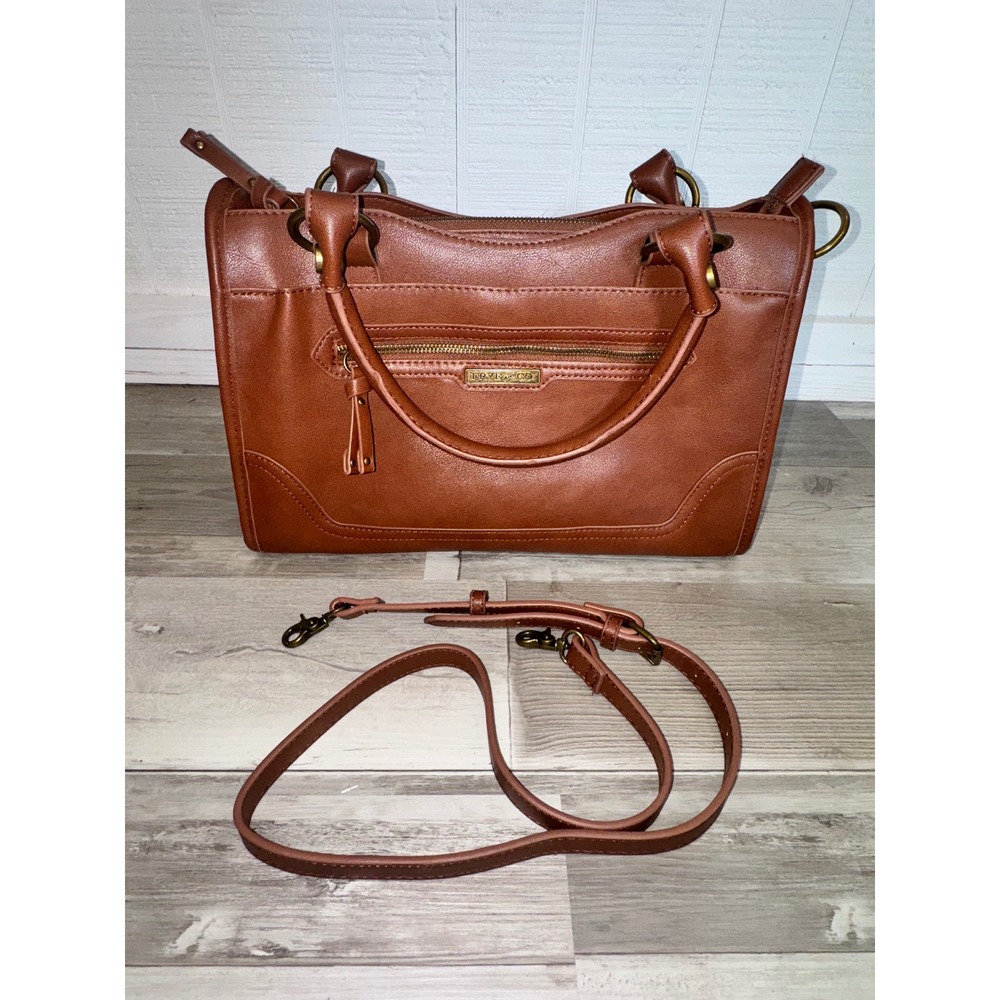 Frye and Co Satchel Bag Women Cognac Faux Leather Crossbody Handbag Medium